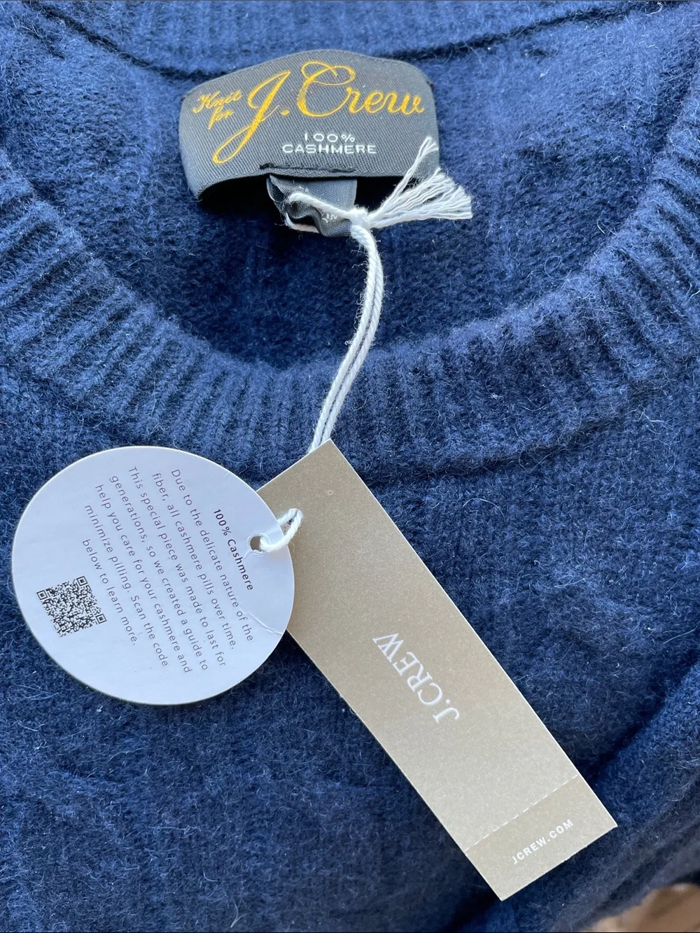 J. Crew‎ Knits Cashmere Men's Navy Cable Knit Crewneck Sweater Large $298